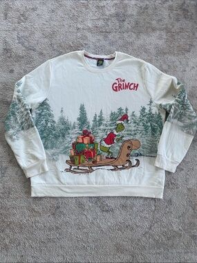 NWOT The Grinch White Graphic Crewneck Sweatshirt - Holiday Pullover